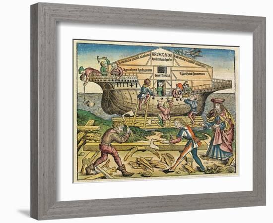 The Building of Noah's Ark, Published in the Nuremberg Chronicle, 1493-null-Framed Giclee Print