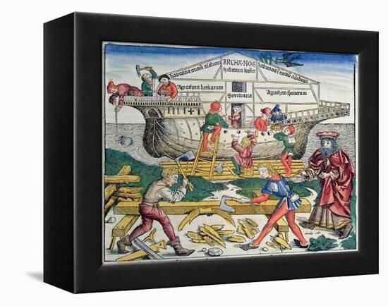 The Building of Noahs Ark, from the Nuremberg Chronicle, 1493-Michael Wolgemut-Framed Premier Image Canvas