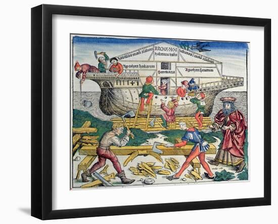The Building of Noahs Ark, from the Nuremberg Chronicle, 1493-Michael Wolgemut-Framed Giclee Print