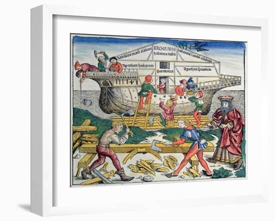 The Building of Noahs Ark, from the Nuremberg Chronicle, 1493-Michael Wolgemut-Framed Giclee Print