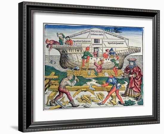 The Building of Noahs Ark, from the Nuremberg Chronicle, 1493-Michael Wolgemut-Framed Giclee Print