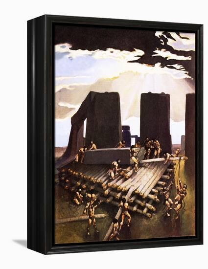 The Building of Stonehenge, an Imagined in 1978-Arthur Ranson-Framed Premier Image Canvas