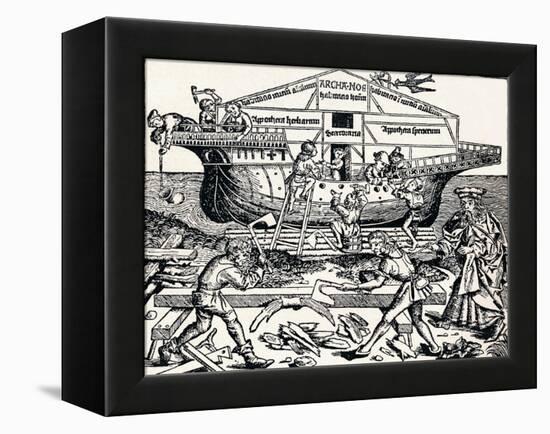 The Building of the Ark Superintended by Noah, (1493), 1903-Hartmannus Schedel-Framed Premier Image Canvas