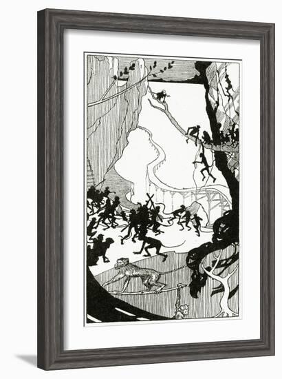 The Building of the Bridge, from 'The Book of Myths' by Amy Cruse, 1925-null-Framed Giclee Print