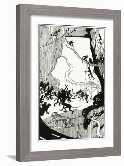 The Building of the Bridge, from 'The Book of Myths' by Amy Cruse, 1925-null-Framed Giclee Print