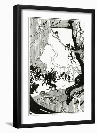 The Building of the Bridge, from 'The Book of Myths' by Amy Cruse, 1925-null-Framed Giclee Print