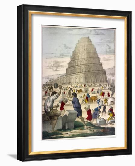 The Building of the Great Tower-null-Framed Art Print