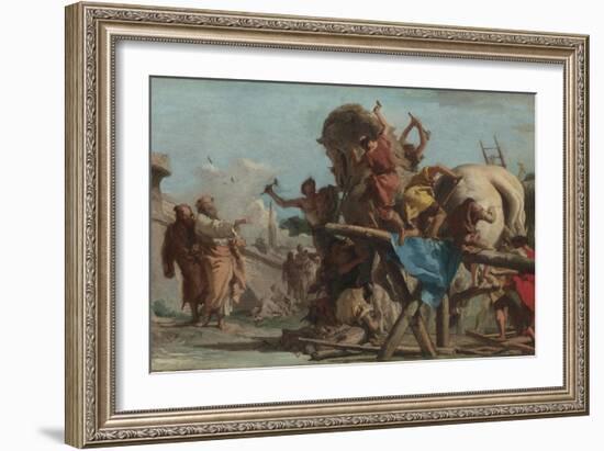 The Building of the Trojan Horse, Ca 1760-Giandomenico Tiepolo-Framed Giclee Print