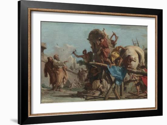 The Building of the Trojan Horse, Ca 1760-Giandomenico Tiepolo-Framed Giclee Print