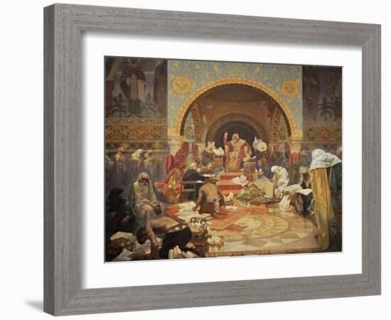 The Bulgarian Tsar Simeon (The Cycle the Slav Epi)-Alphonse Mucha-Framed Giclee Print