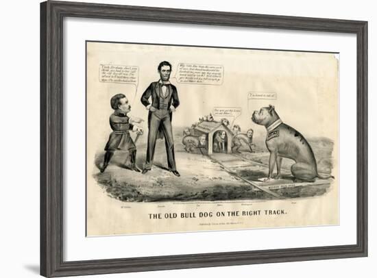 The Bull Dog on the Right Track, 1864-Currier & Ives-Framed Giclee Print