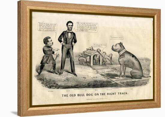 The Bull Dog on the Right Track, 1864-Currier & Ives-Framed Premier Image Canvas