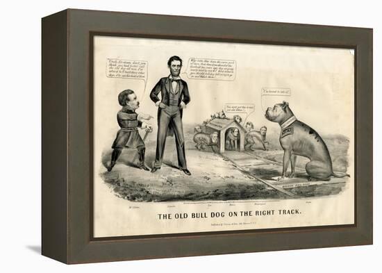 The Bull Dog on the Right Track, 1864-Currier & Ives-Framed Premier Image Canvas
