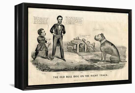 The Bull Dog on the Right Track, 1864-Currier & Ives-Framed Premier Image Canvas