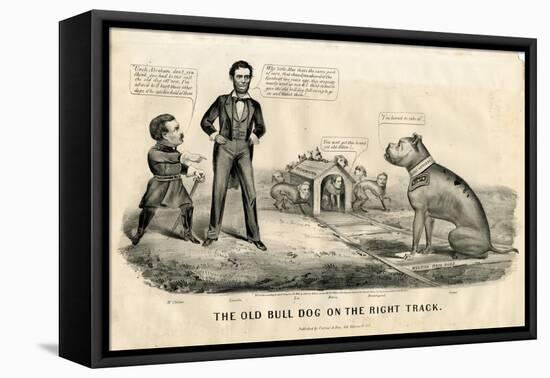 The Bull Dog on the Right Track, 1864-Currier & Ives-Framed Premier Image Canvas