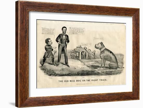 The Bull Dog on the Right Track, 1864-Currier & Ives-Framed Giclee Print