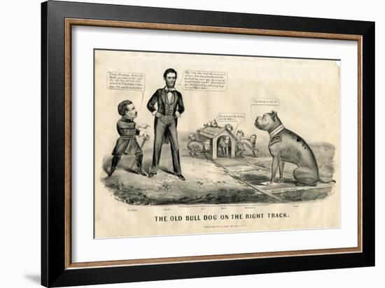 The Bull Dog on the Right Track, 1864-Currier & Ives-Framed Giclee Print