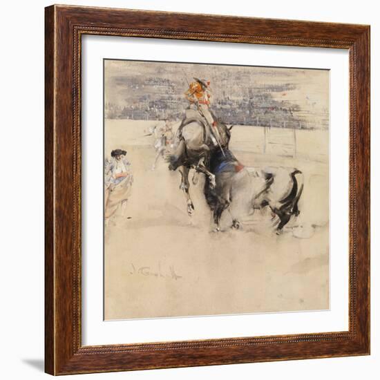 The Bullfight at Algeciras (W/C with Bodycolour on Paper)-Joseph Crawhall-Framed Giclee Print