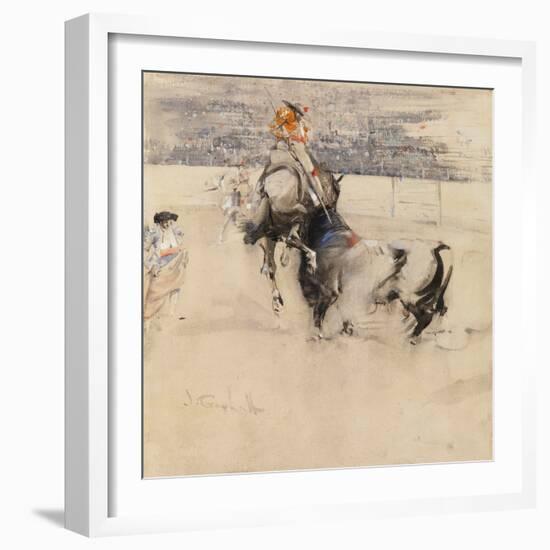 The Bullfight at Algeciras (W/C with Bodycolour on Paper)-Joseph Crawhall-Framed Giclee Print