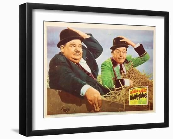 The Bullfighters, US Lobbycard, L-R: Oliver Hardy, Stan Laurel, 1945-null-Framed Art Print