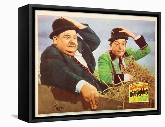 The Bullfighters, US Lobbycard, L-R: Oliver Hardy, Stan Laurel, 1945-null-Framed Stretched Canvas