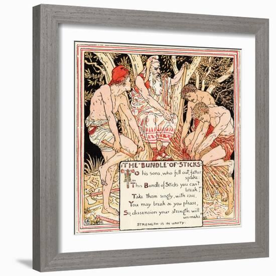 The Bundle of Sticks, Illustration from 'Baby's Own Aesop', Engraved and Printed by Edmund Evans,…-Walter Crane-Framed Giclee Print