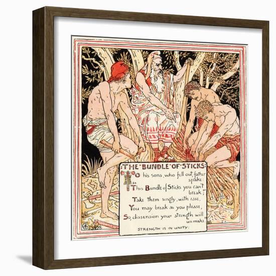 The Bundle of Sticks, Illustration from 'Baby's Own Aesop', Engraved and Printed by Edmund Evans,…-Walter Crane-Framed Giclee Print