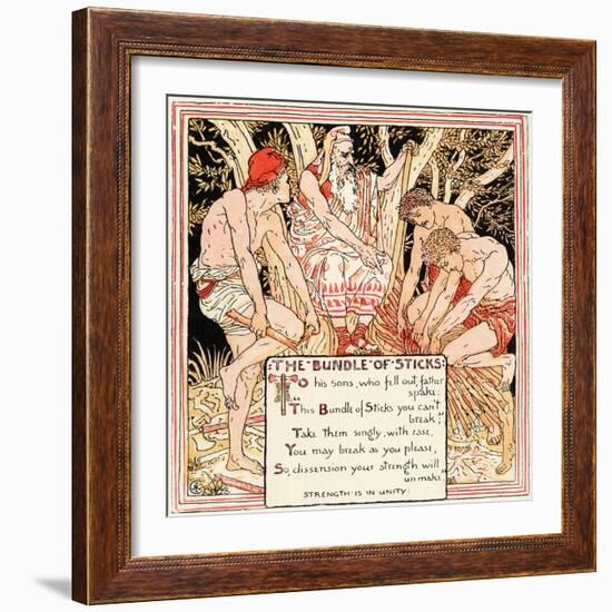 The Bundle of Sticks, Illustration from 'Baby's Own Aesop', Engraved and Printed by Edmund Evans,…-Walter Crane-Framed Giclee Print