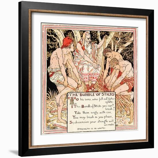 The Bundle of Sticks, Illustration from 'Baby's Own Aesop', Engraved and Printed by Edmund Evans,…-Walter Crane-Framed Giclee Print