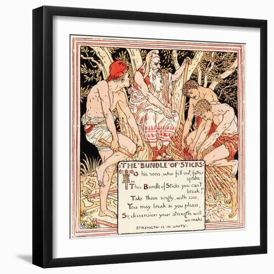 The Bundle of Sticks, Illustration from 'Baby's Own Aesop', Engraved and Printed by Edmund Evans,…-Walter Crane-Framed Giclee Print