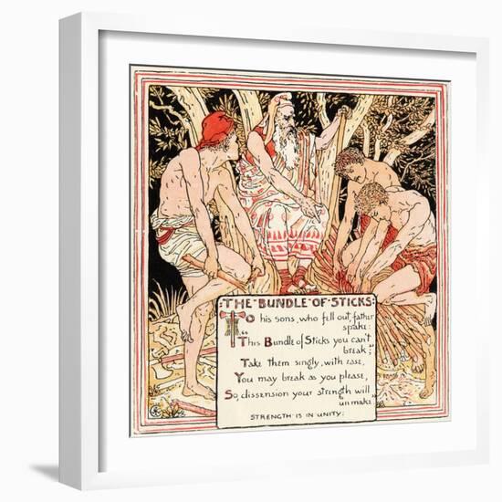 The Bundle of Sticks, Illustration from 'Baby's Own Aesop', Engraved and Printed by Edmund Evans,…-Walter Crane-Framed Giclee Print