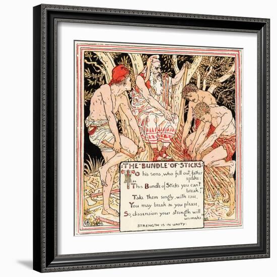 The Bundle of Sticks, Illustration from 'Baby's Own Aesop', Engraved and Printed by Edmund Evans,…-Walter Crane-Framed Giclee Print