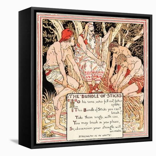 The Bundle of Sticks, Illustration from 'Baby's Own Aesop', Engraved and Printed by Edmund Evans,…-Walter Crane-Framed Premier Image Canvas