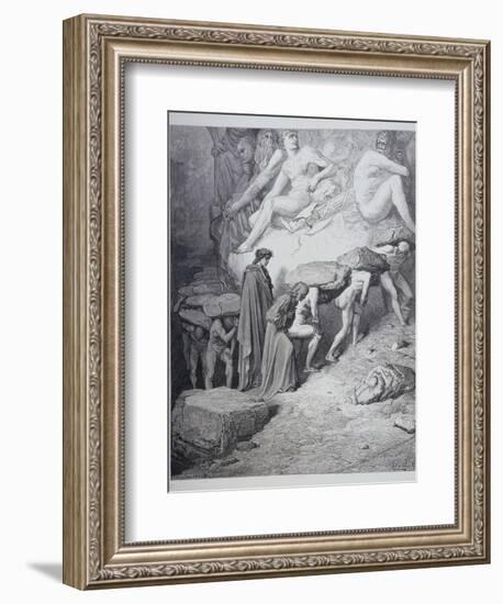 The Burden of Pride, from 'The Divine Comedy' (Purgatorio) by Dante Alighieri (1265-1321)…-Gustave Doré-Framed Giclee Print