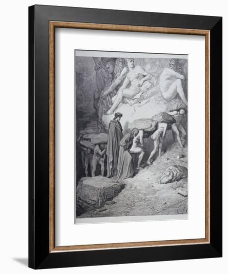 The Burden of Pride, from 'The Divine Comedy' (Purgatorio) by Dante Alighieri (1265-1321)…-Gustave Doré-Framed Giclee Print