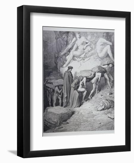 The Burden of Pride, from 'The Divine Comedy' (Purgatorio) by Dante Alighieri (1265-1321)…-Gustave Doré-Framed Giclee Print