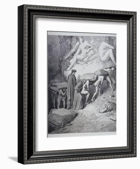 The Burden of Pride, from 'The Divine Comedy' (Purgatorio) by Dante Alighieri (1265-1321)…-Gustave Doré-Framed Giclee Print