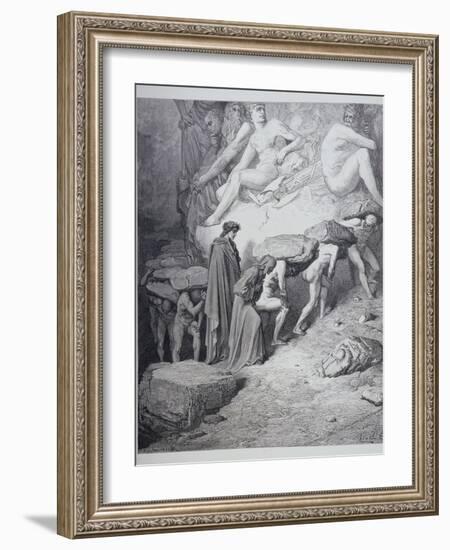 The Burden of Pride, from 'The Divine Comedy' (Purgatorio) by Dante Alighieri (1265-1321)…-Gustave Doré-Framed Giclee Print