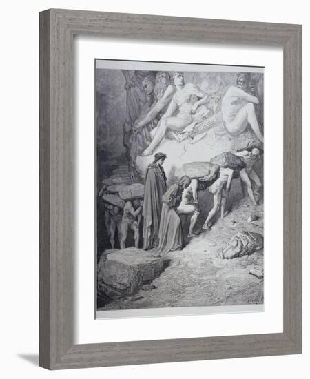 The Burden of Pride, from 'The Divine Comedy' (Purgatorio) by Dante Alighieri (1265-1321)…-Gustave Doré-Framed Giclee Print