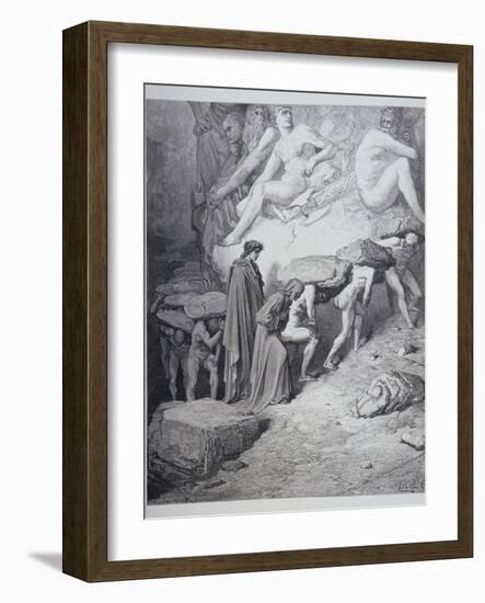 The Burden of Pride, from 'The Divine Comedy' (Purgatorio) by Dante Alighieri (1265-1321)…-Gustave Doré-Framed Giclee Print