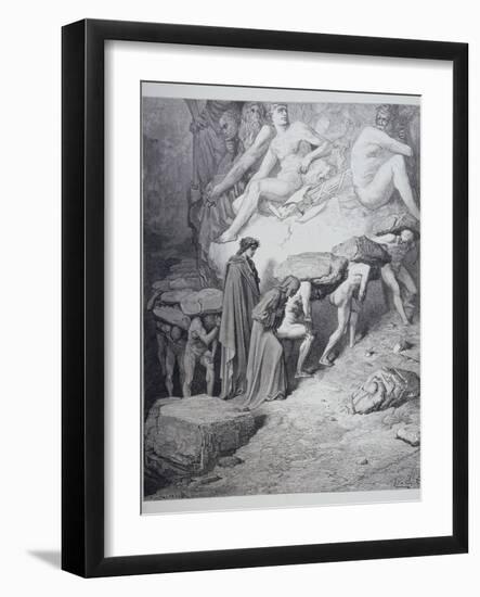 The Burden of Pride, from 'The Divine Comedy' (Purgatorio) by Dante Alighieri (1265-1321)…-Gustave Doré-Framed Giclee Print