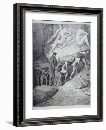 The Burden of Pride, from 'The Divine Comedy' (Purgatorio) by Dante Alighieri (1265-1321)…-Gustave Doré-Framed Giclee Print