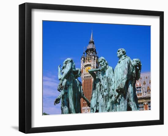 The Burghers of Calais, Statue by Rodin, in Front of the Town Hall, Picardie (Picardy), France-David Hughes-Framed Photographic Print