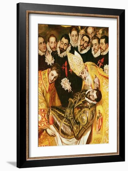 The Burial of Count Orgaz, Detail of the Count with St. Stephen and St. Augustine, 1586 (Detail)-El Greco-Framed Giclee Print