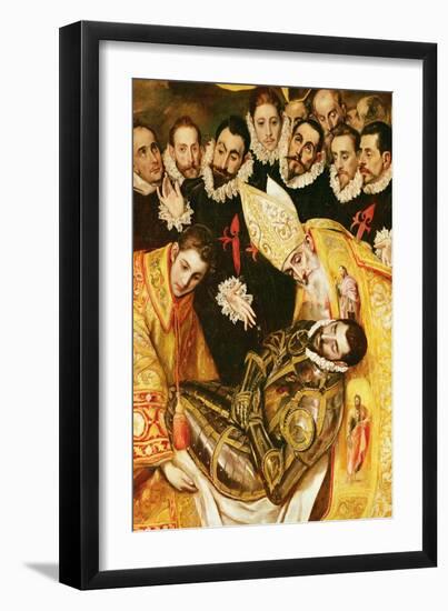 The Burial of Count Orgaz, Detail of the Count with St. Stephen and St. Augustine, 1586 (Detail)-El Greco-Framed Giclee Print