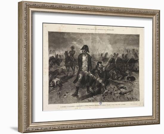 The Burial of the Flag, Episode of the Battle of Waterloo, Engraved by Jules Claretie, 1879-Alphonse Marie de Neuville-Framed Giclee Print