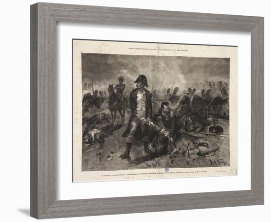 The Burial of the Flag, Episode of the Battle of Waterloo, Engraved by Jules Claretie, 1879-Alphonse Marie de Neuville-Framed Giclee Print