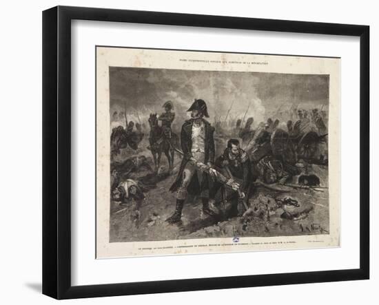 The Burial of the Flag, Episode of the Battle of Waterloo, Engraved by Jules Claretie, 1879-Alphonse Marie de Neuville-Framed Giclee Print