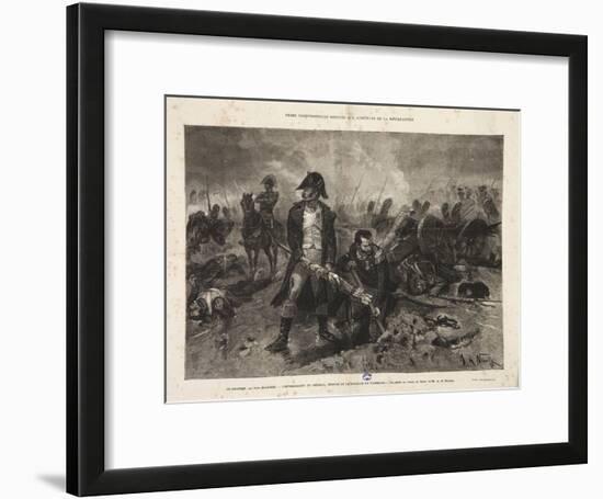 The Burial of the Flag, Episode of the Battle of Waterloo, Engraved by Jules Claretie, 1879-Alphonse Marie de Neuville-Framed Giclee Print