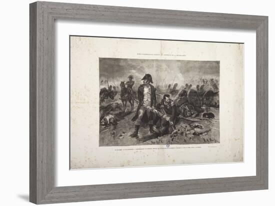 The Burial of the Flag, Episode of the Battle of Waterloo, Engraved by Jules Claretie-Alphonse Marie de Neuville-Framed Giclee Print